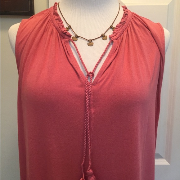 Loft deep peach sleeveless tie front top - Picture 4 of 7
